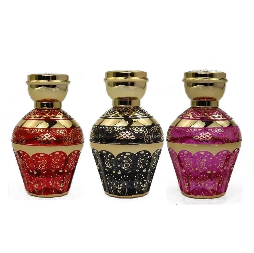 50ml Luxury Art Perfume Bottle Gold Glass Screw Cap Spray Customized Arab Style Screen Printed with Reed Diffuser