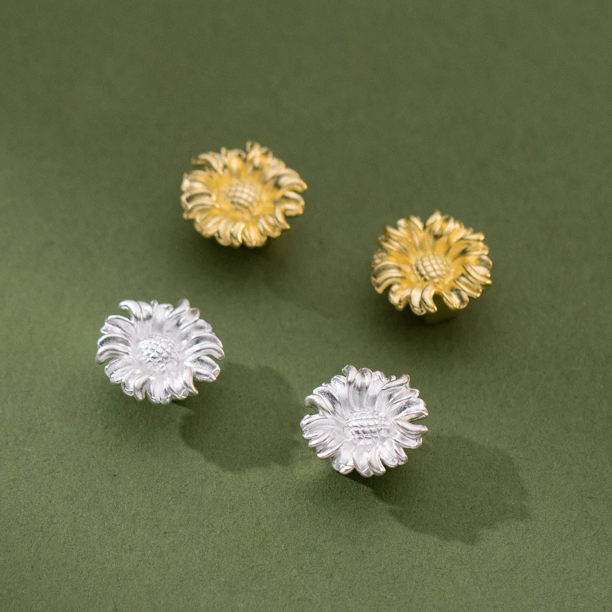 Popular S925 Sterling Silver Sunflower Button for Jewelry Making Accessories Supplies Wholesale