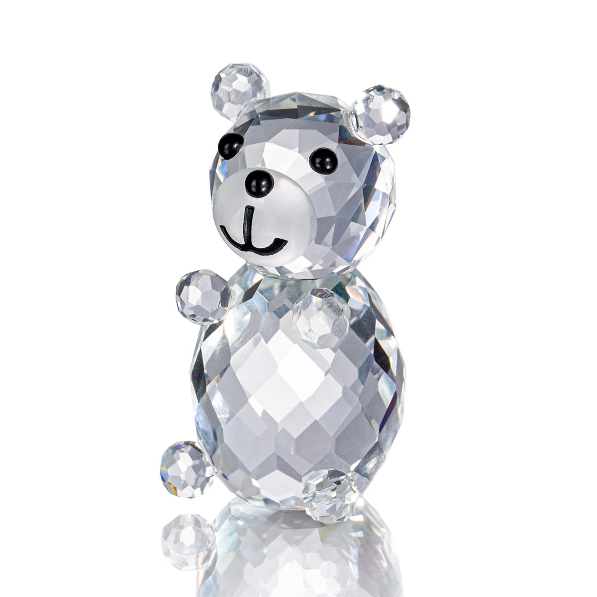 Dropping Cheap Lower MOQ Small Clear Crystal Bear Figurine Collection Cute Glass Ornament Animal Collectible Paperweight
