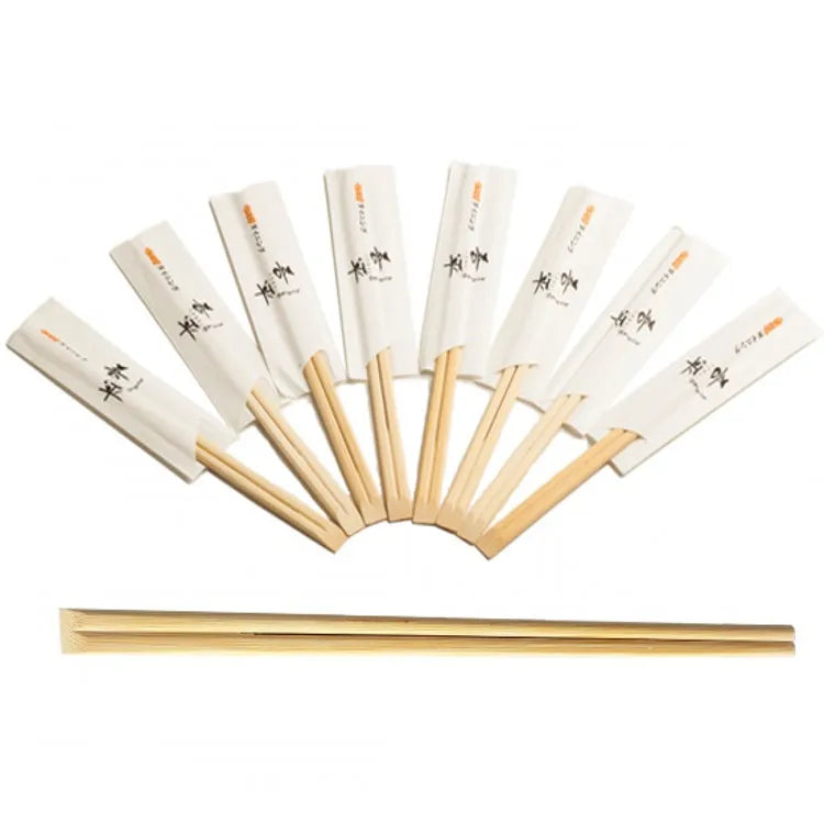 Chinese Manufacture Wholesale Disposable Bamboo Tensoge  Chopsticks with logo Paper Sleeve