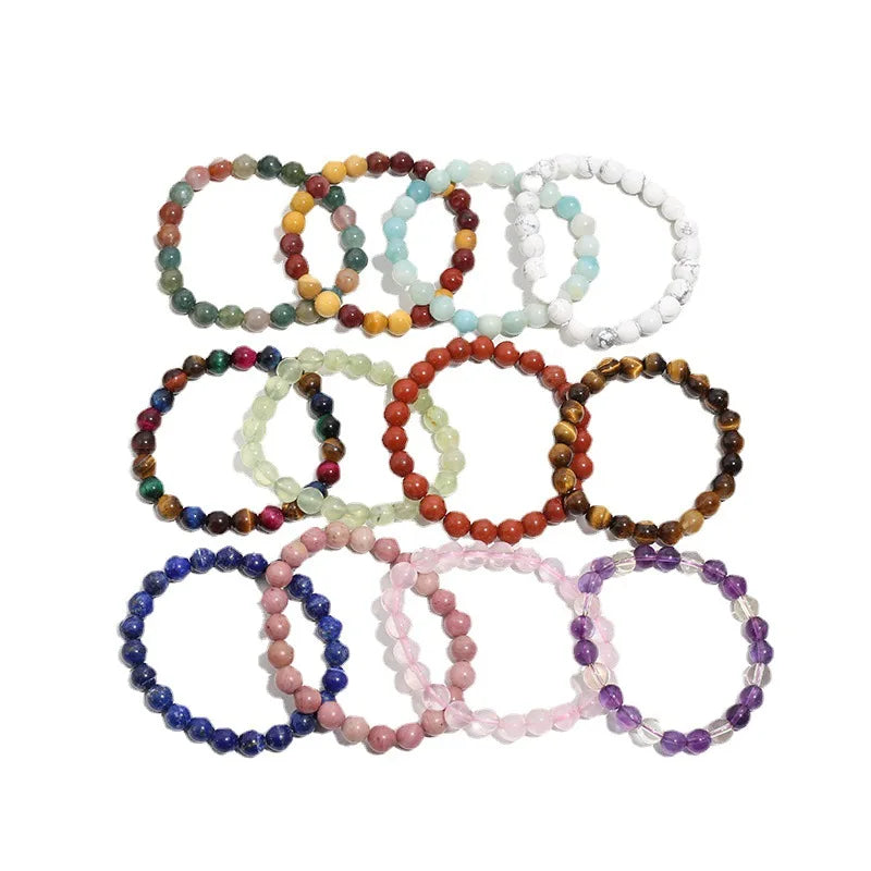 Natural Quartz Healing Bracelets Stone Jewellery Amethyst Bead Gemstone Crystal Bracelet Gemstone Bead Stretch Bracelets