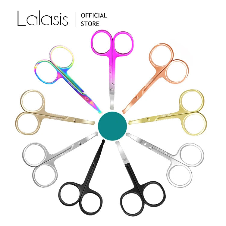 Lalasis Professional Makeup Tool Stainless Steel Safety Blunt Scissor Round and Straight Tip Nose Hair Scissor