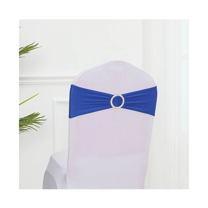 Cheaper Chair Cover Belt Royal Blue Chair Decoration Elastic Spandex Chair Sashes for Party Wedding Dining Birthday Decor
