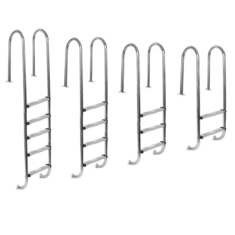 2-5 Step 304/316 Stainless Steel Anti-Skid Floor Mounted Customizable Silver 42mm Swimming Pool Ladder 1.0-1.5mm Thickness fo
