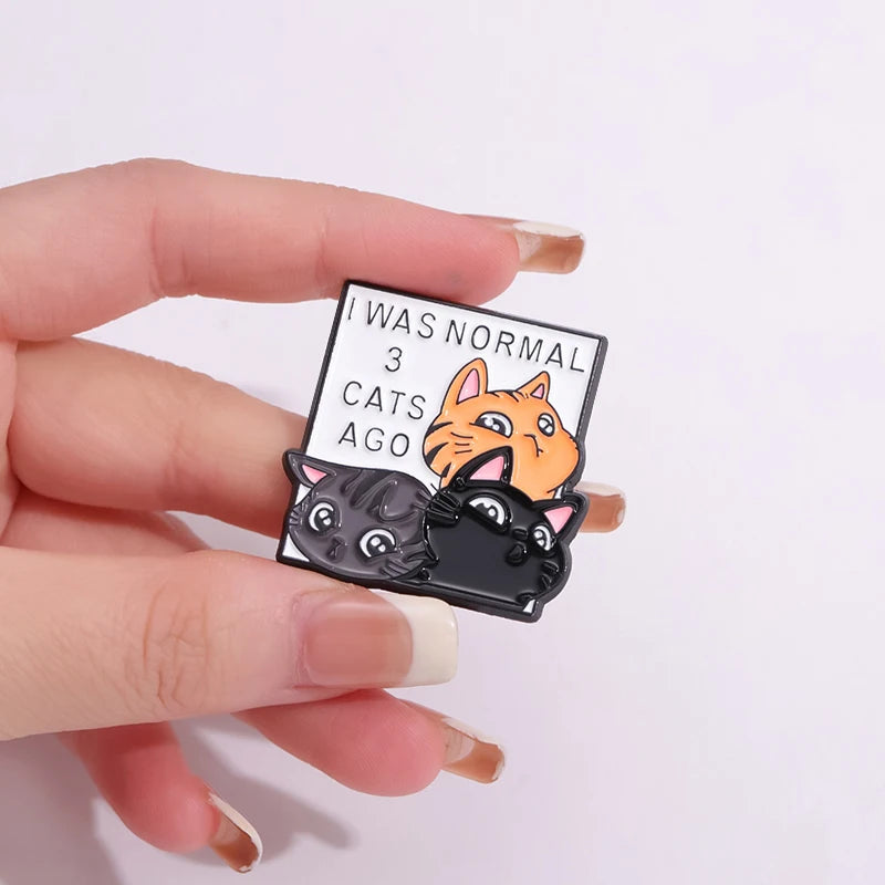 Animal Brooches Three Cute Cats Soft Lapel Pins for Cats Lover on Hats Clothes and Bags Wholesale