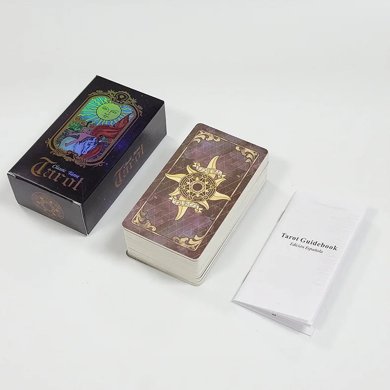 Brand New Waterproof Laser Film Classic Tarot Spanish Tarot Deck Cards and Books 78 Cards With Book
