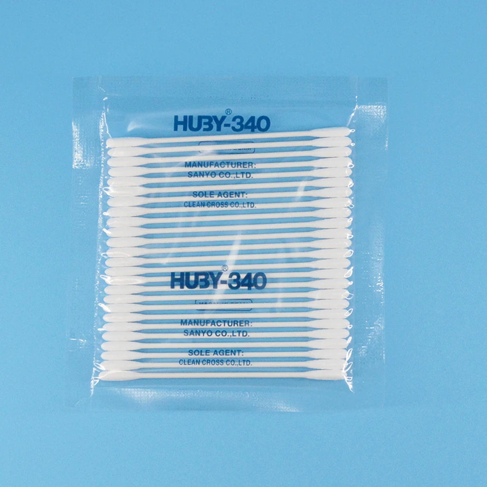 Huby 340 Cotton Swab Paper Stem Lens Cleaning Industrial Cotton Swab Lint Free Cleanroom Fibre Optic Swab Sticks