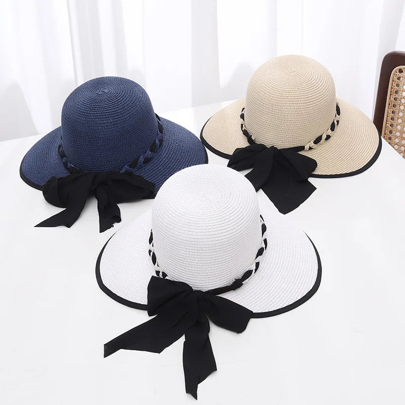 Womens Beach Straw Sun Hat Large Ladies Foldable Packable Floppy Hats With Wide Brim UPF 50 UV Protection Summer Sunhat