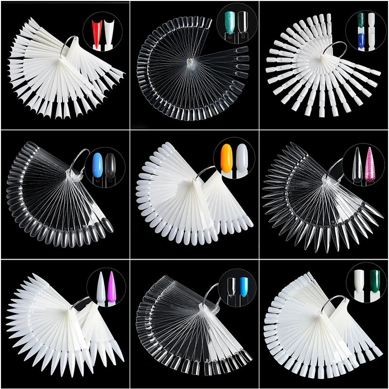 50pcs Nail Gel Polish Color Display Chart False Nails Tips Showing Card Shelf Clear White Nail Art Varnish Showing Chart Tool