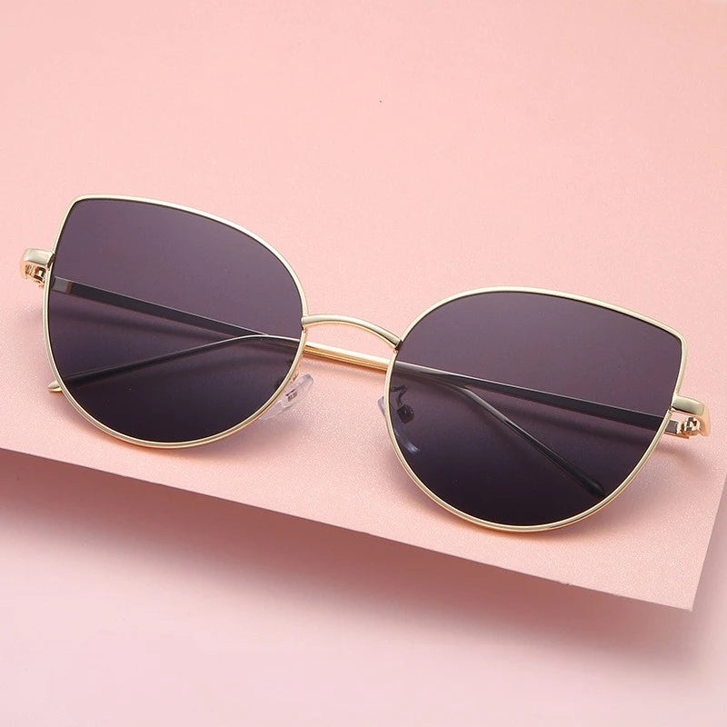 Unisex Custom Logo Polarized Sunglasses Popular Pink Metal Cat Eye Shades with UV400 Lenses Wholesale for Men and Women