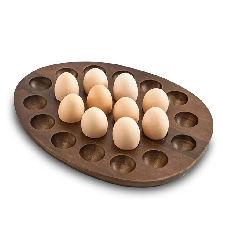 Top Sale Eco-Friendly Refrigerator Acacia Wood Egg Tray Holder with Freshness Preservation for Kitchen