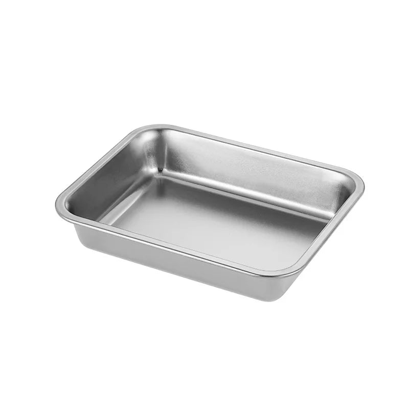 Korean Silver and Gold Basin Stainless Steel square Plate Customized Food Metal Plate for Restaurant