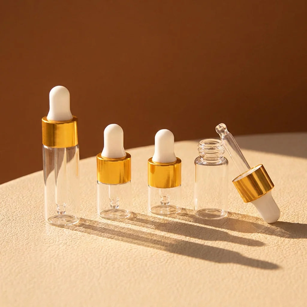 Wholesale Stock Clear Dropper Bottle 1ml 2ml 3ml 5ml Small Vials Essencial Oil Glass Bottle Little Serum Dropper Bottle