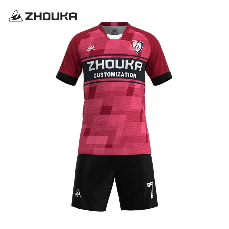 Wholesale Custom Men's Soccer Jersey Set Team Club Polyester Sublimated Uniform Kit with Embroidery OEM Service Available