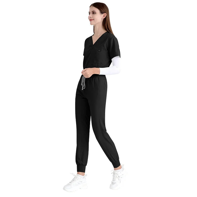 In Stock 42122 Stretchy Women Suits for Wedding Full Sleeve Women High Quality Track Suits Two Piece Sets Scrubs Wholesale