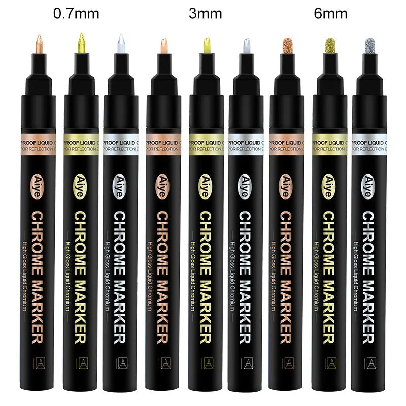 Metallic Chrome Paint Pen Premium Chrome Finish Permanent Mirror Chrome Marker Pens With Anti Fade Ink