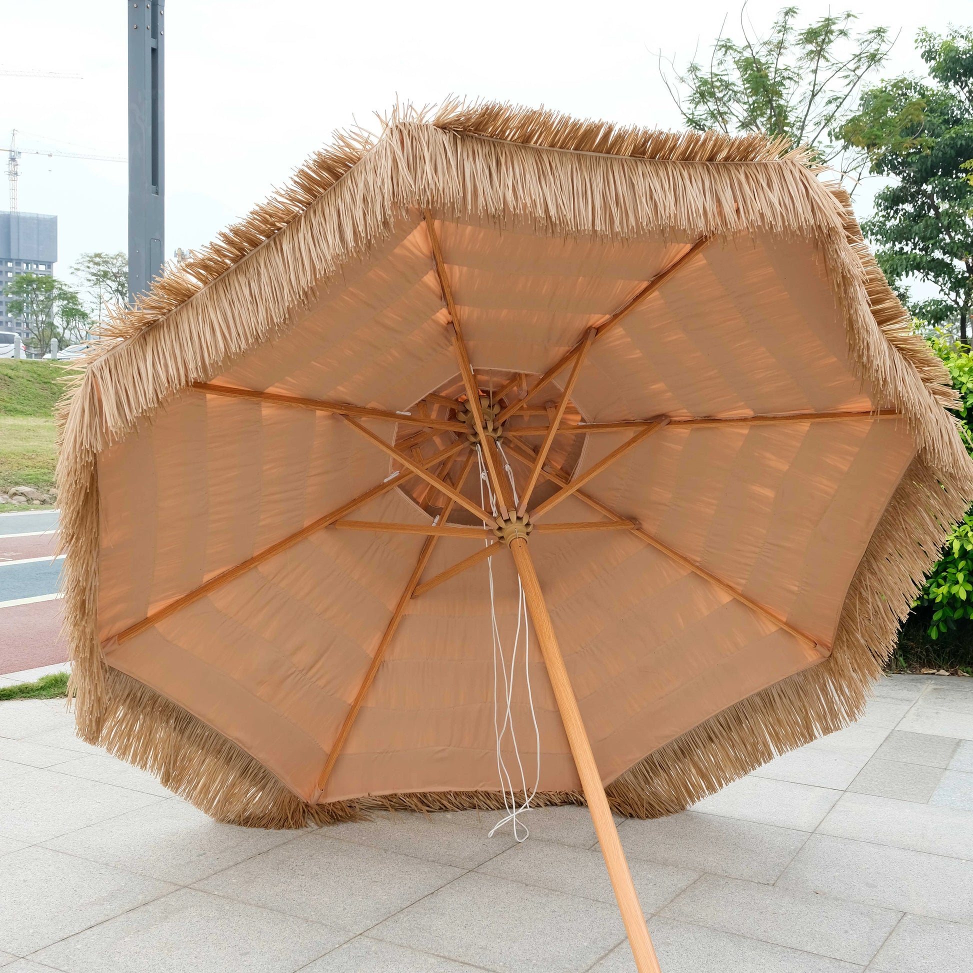Anti UV Outdoor Umbrella Parasol Small Thatch Beach Umbrella for Rain Outdoor Furniture Gym & Park Use