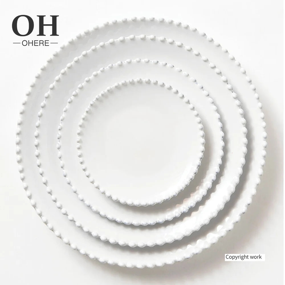 Wholesale Hot Sale Pure White Hand-made Bone China Dinnerware Set Eco-friendly Charger Plate Dishes for Weddings