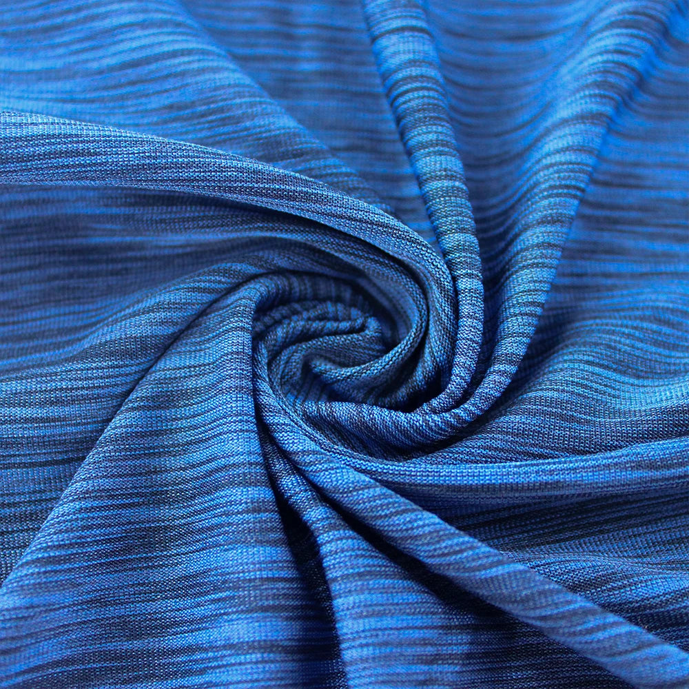 95 Polyester 5 Spandex Blue Cationic Melange Jersey Fabric for Sportswear/Apparel/Swimming