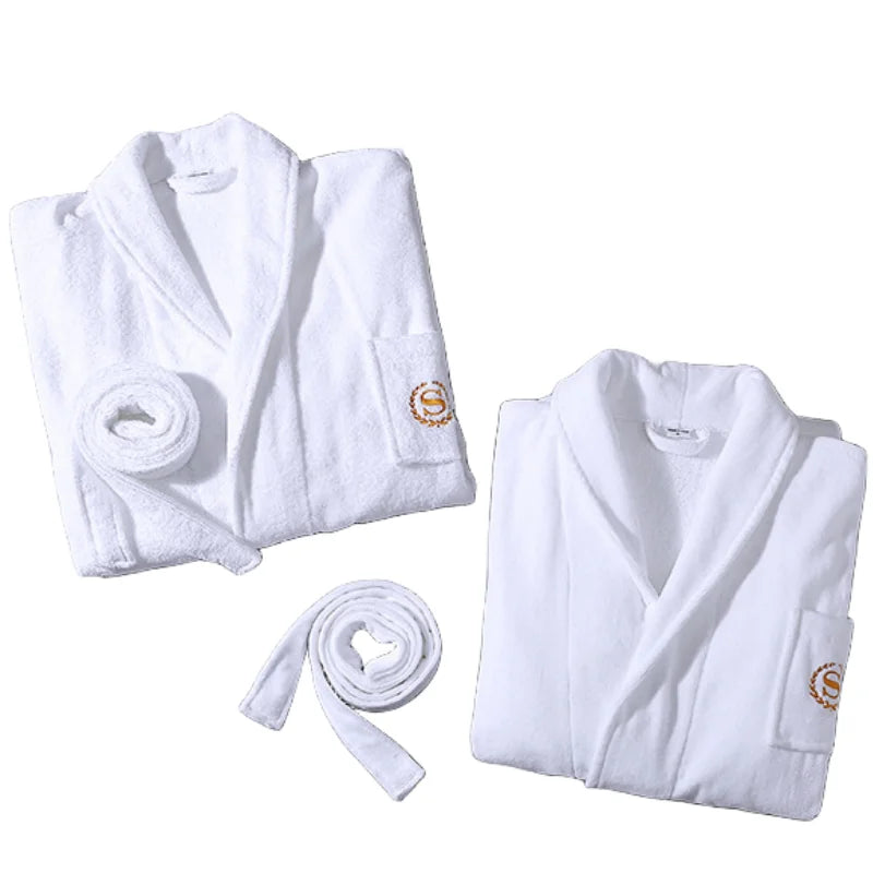 White 100% Cotton Lightweight Robes Soft Loungewear Long Bathrobe Kimono Bridesmaids Spa Robe