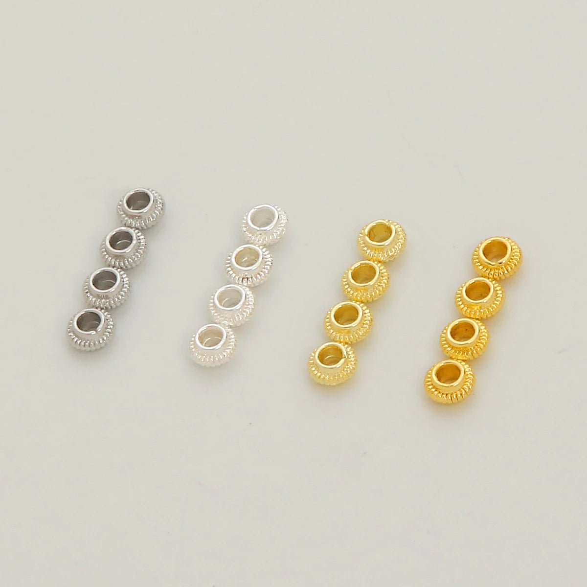 14K Gold Plated UFO Shaped Loose Beads for DIY Handmade Jewelry Finding Round Pattern Spacer Bead