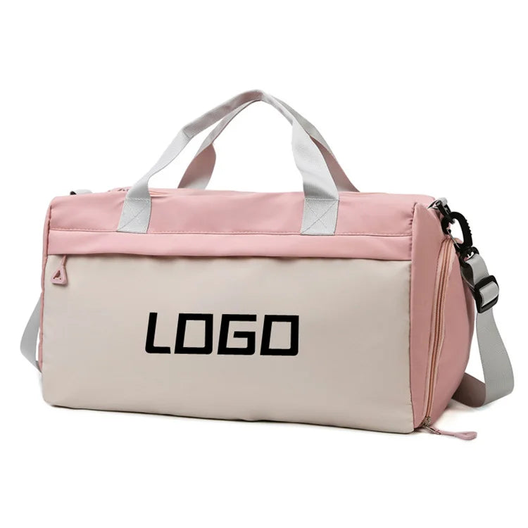 Low Custom Moq Sports Gym Bag Wet Pocket Waterproof Women's Tote Bags Pink Duffel Travel Bag With Shoe Compartment