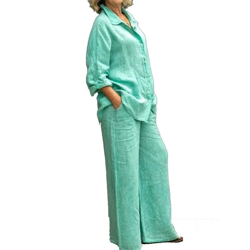 Hot Sale New Arrival Fashion Women Clothes Vendor Ladies Street Wear Long Sleeve Shirt and Pant Matching Suits 2 Piece Set