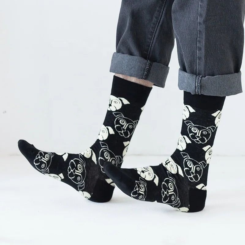New Men  Cotton Cartoon Cute Animal Socks Cute Dog Pattern New  Trend Sock Manufacturers Wholesale Free Size