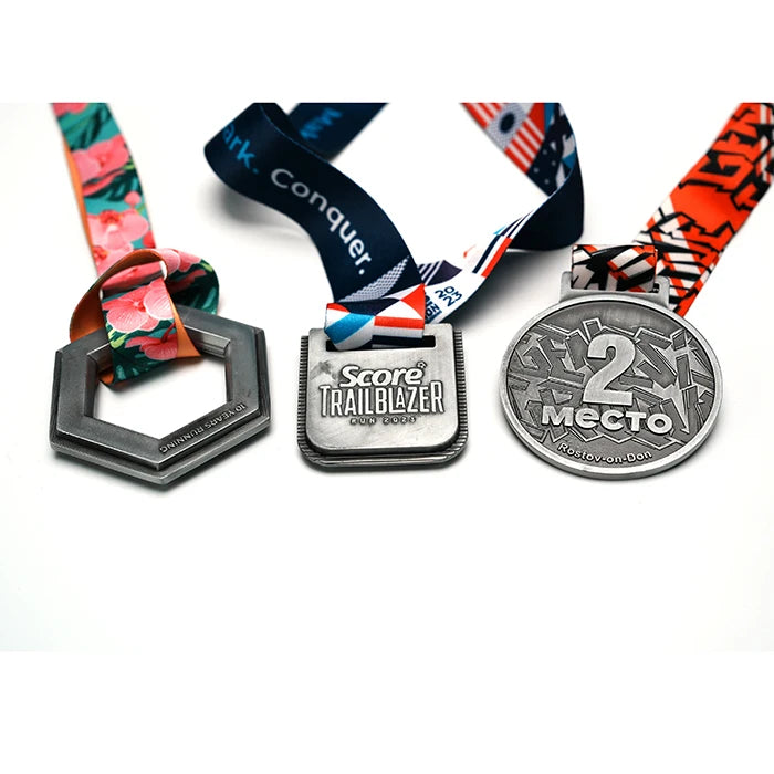 Manufactures Marathon Race Finisher Running Award Custom Metal Craft Sport Medals With Sublimation Lanyards Wristband