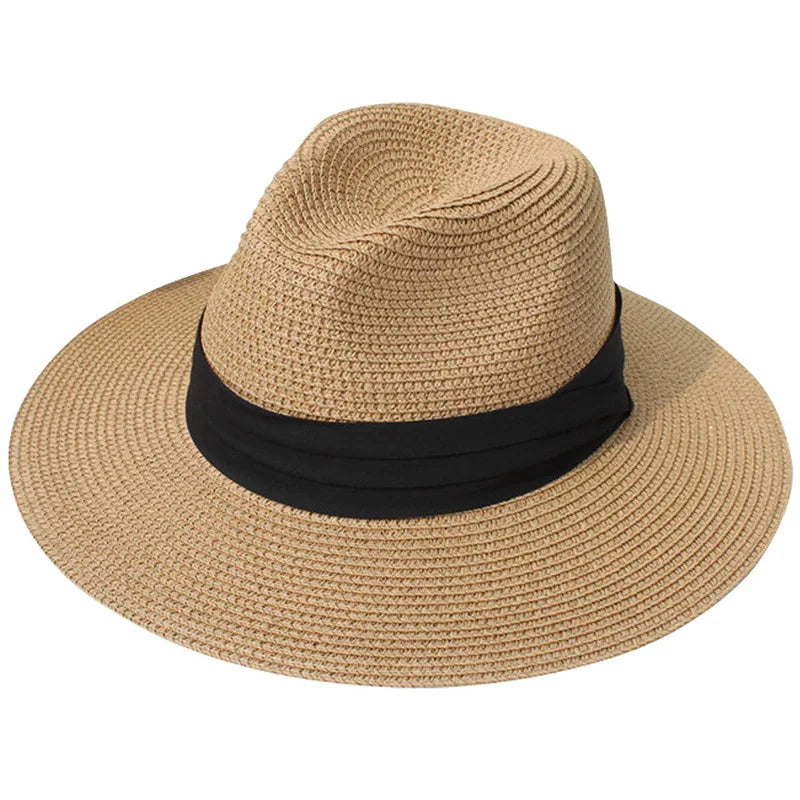 Outdoor Panama Paper Hat Unisex Spring Summer Women Breathable Ribbon Band Sun Braid Beach Fishing Travel Casual Floppy
