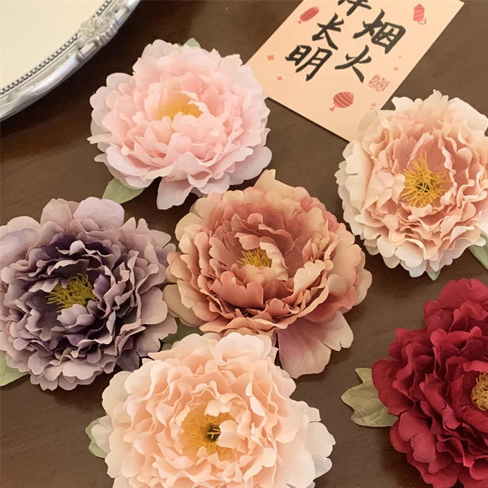 Bohemia Peony Flower Hair Clip Barrettes Wedding Bridal Bridesmaid Prom Party Hairpin Brooch Artificial Flower Headwear Hairp