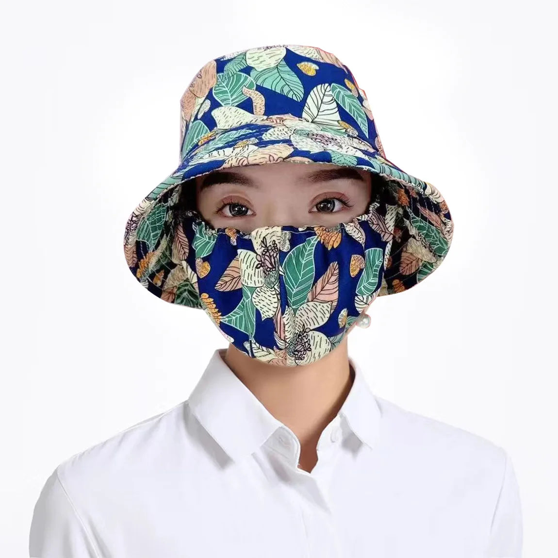 Cheap Price High Quality Summer Sunshade Printing Bucket Hat Face Mask Set Wholesale
