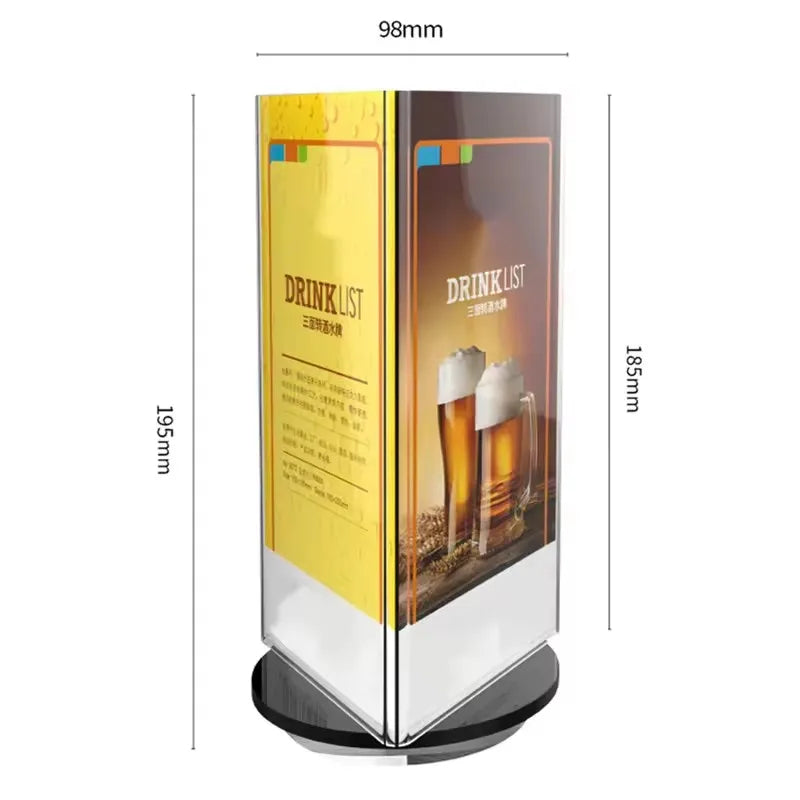 Acrylic 3-Sided Table Tent Menu Holder 5x7 in Bulk