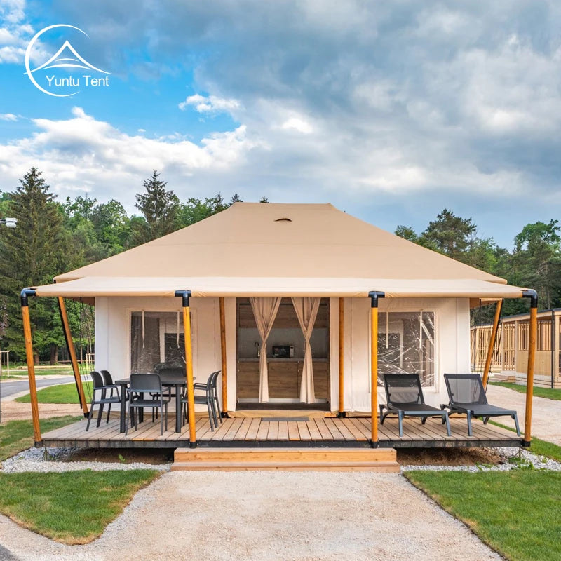 Prefab Luxury Glamping Safari Tent Outdoor Retreat With Bathroom for Harsh Climate