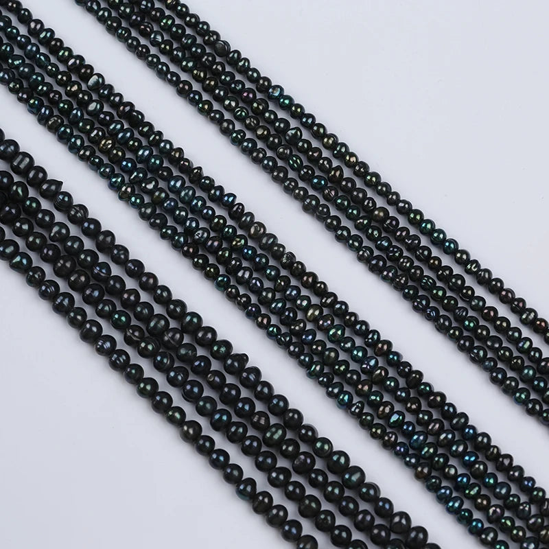Natural Black Freshwater Potato Pearls Beads Strands Grade a 3-5mm Sizes Third Party Certified