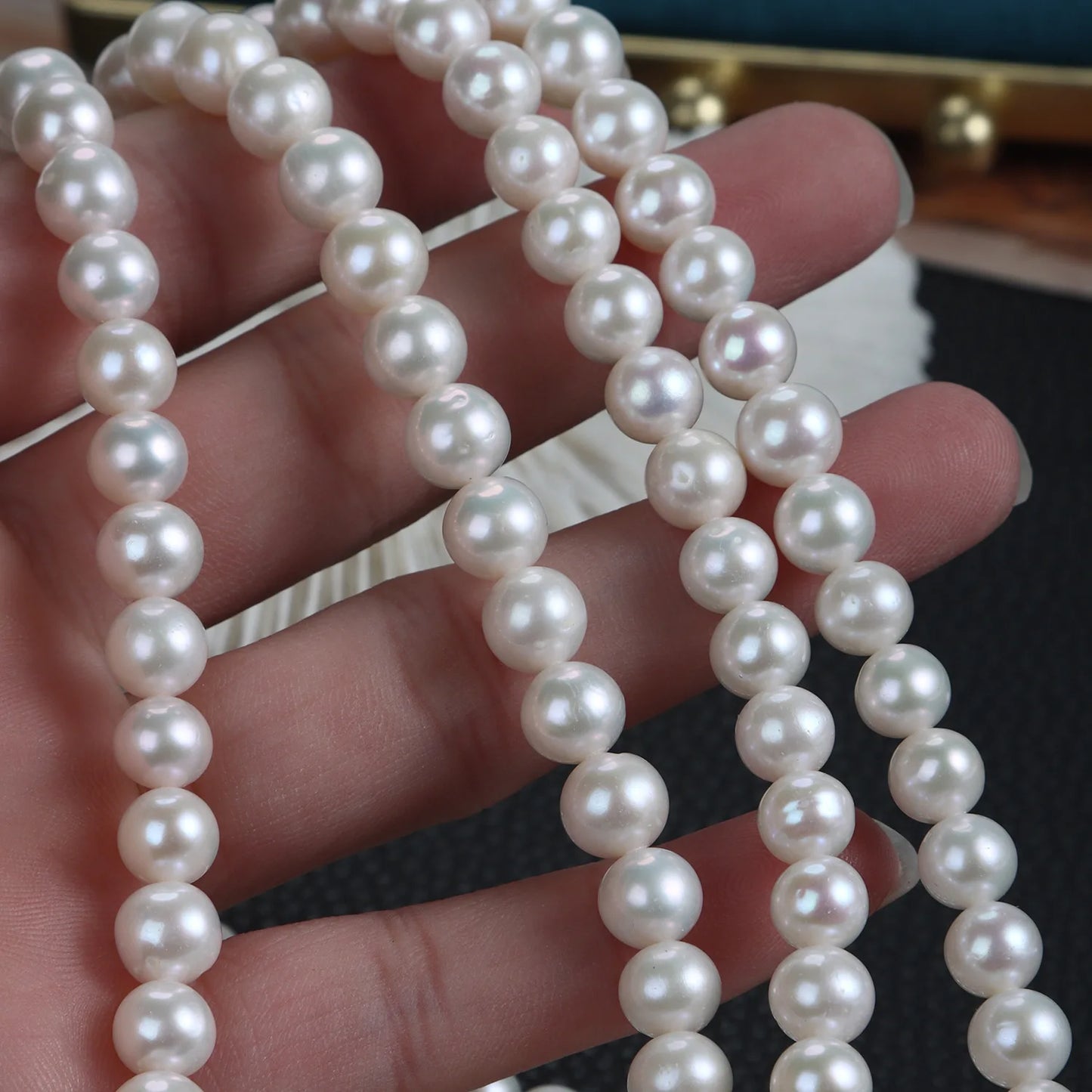 Coreless 8mm near round Natural Freshwater Pearls Handmade Beaded Jewelry DIY Material Loose Pearls with Slight Blemishes