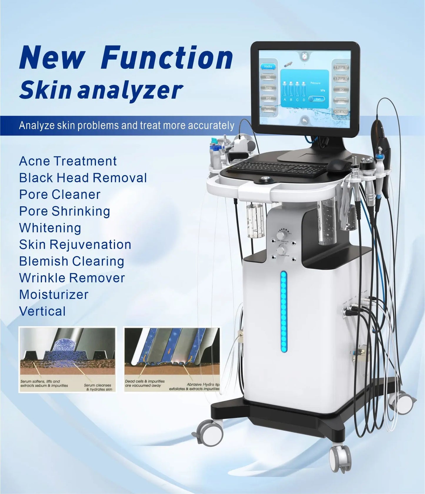 2026 Advanced Hydra Peel Microdermabrasion Machine with Skin Analysis - Professional Aqua Dermabrasion Handpiece