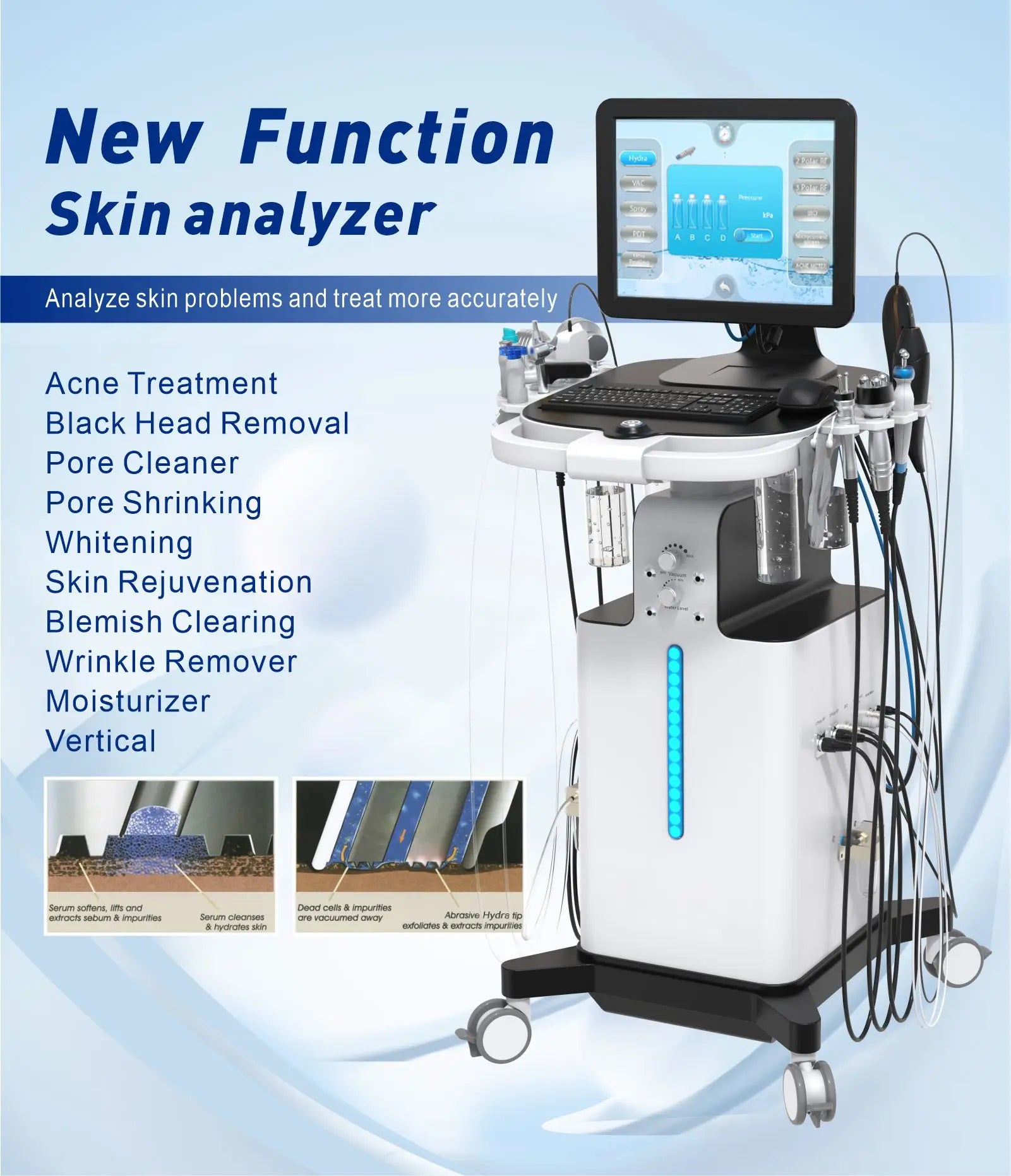 2026 Advanced Hydra Peel Microdermabrasion Machine with Skin Analysis - Professional Aqua Dermabrasion Handpiece