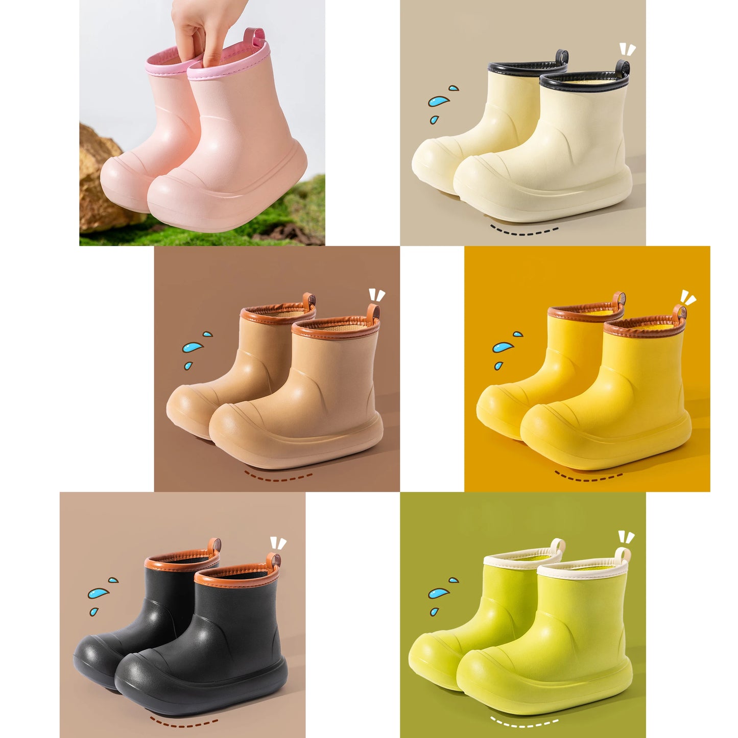 Custom Kids Rain Boots EVA Foaming Lightwight Waterproof Outdoor Wellington Boots for Girls and Boys Winter Season Mesh Linin