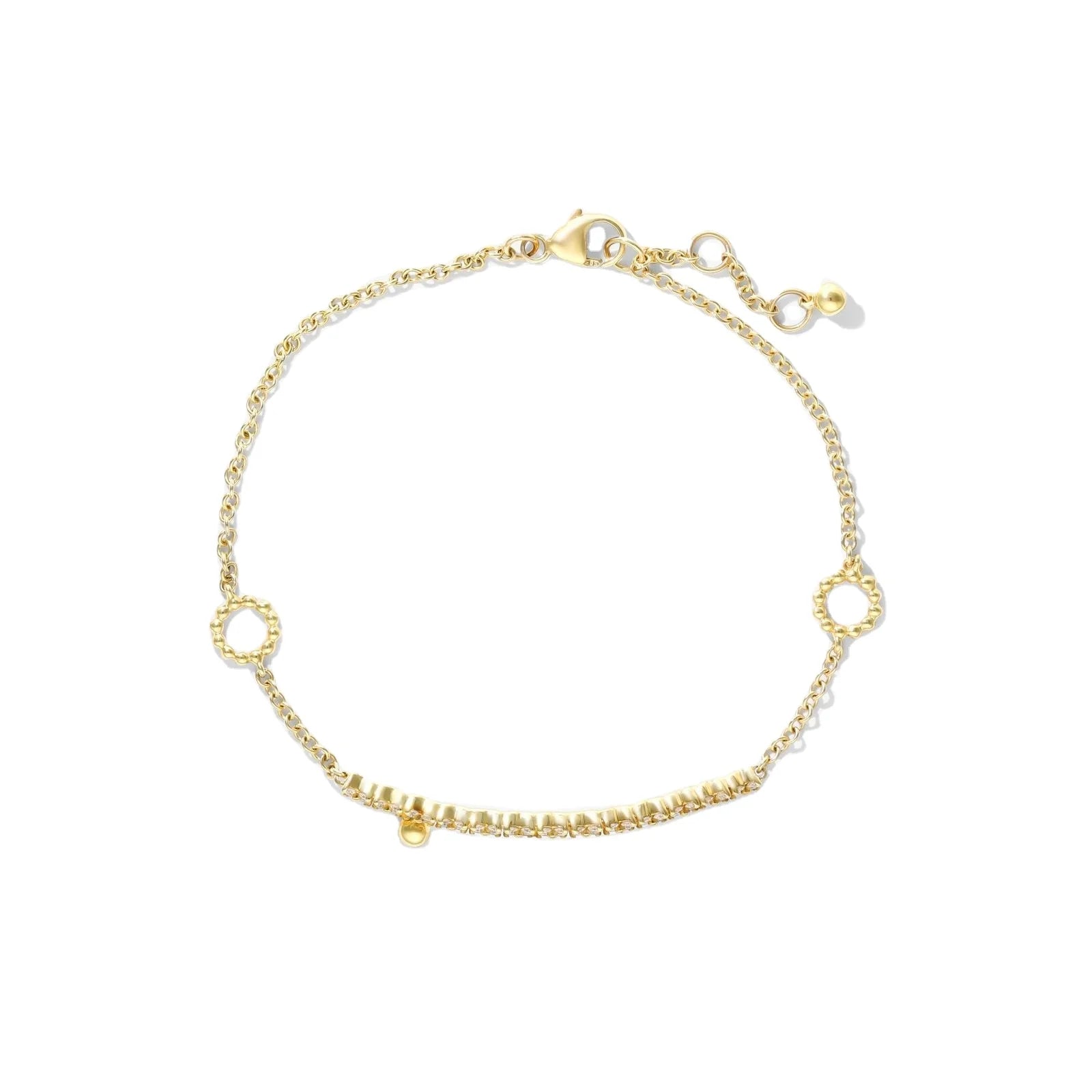 Wholesales 14K Gold Plated Circle Detail Diamond Zircon Bar Chain Charms Bracelet Classic Style for Party or Gift
