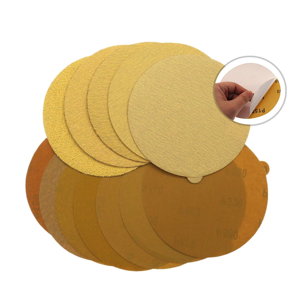 PEXMIENTAS Premium 150mm Round Aluminum Oxide Sandpaper Discs with Adhesive Back Sandpaper Roll PSA Sanding Discs