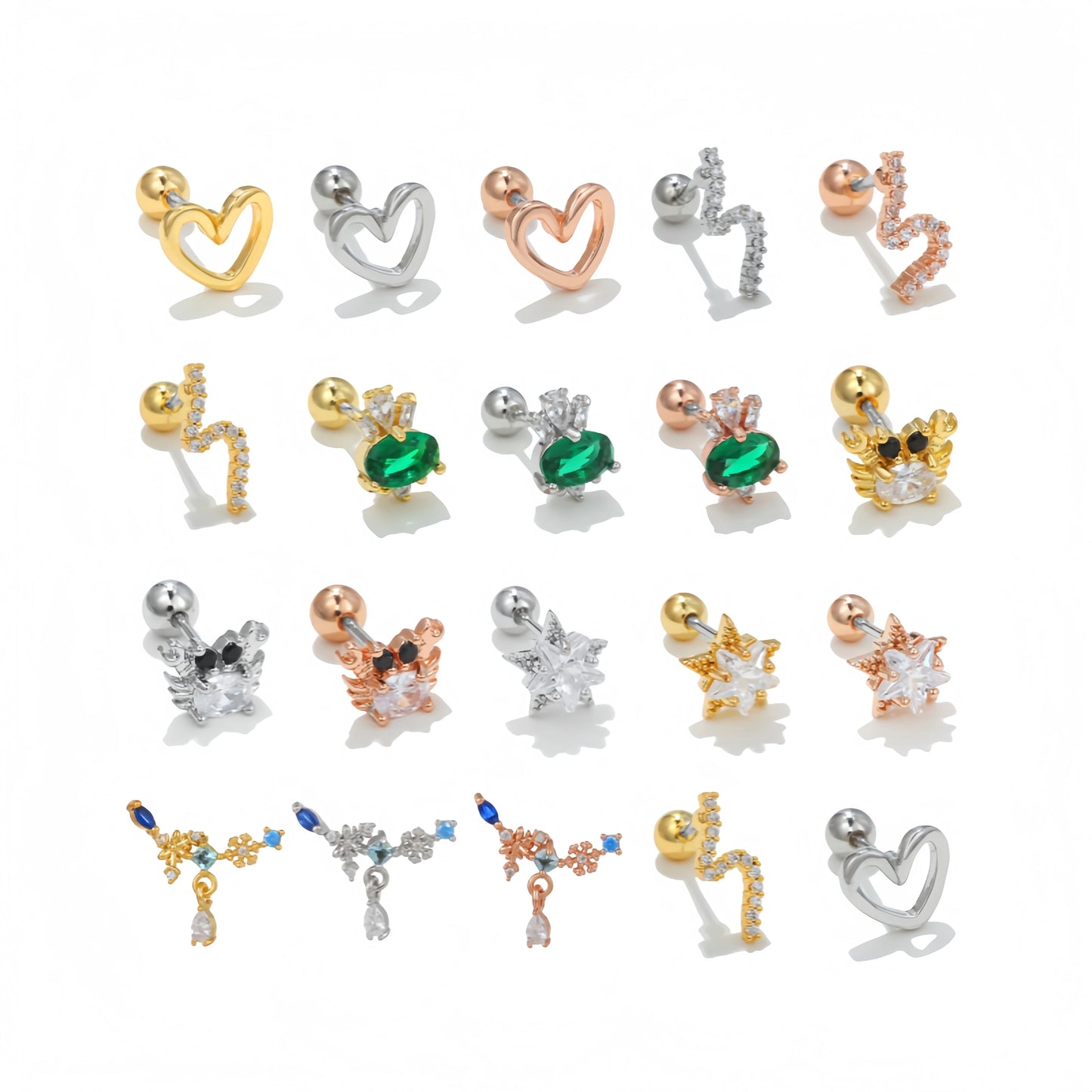 Zuola Trendy Fashionable Zircon Earrings Durable Titanium Posts Comfortable Sensitive Ears Daily Wear Hypoallergenic Gold Pla