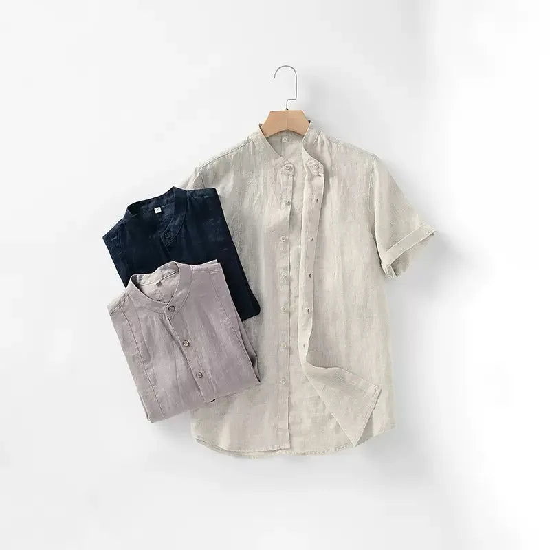 Men's Summer Vintage Style Linen Shirts Casual Daily Wear Oversized Short Sleeve Button Breathable Quick Dry Woven Eco-Friend