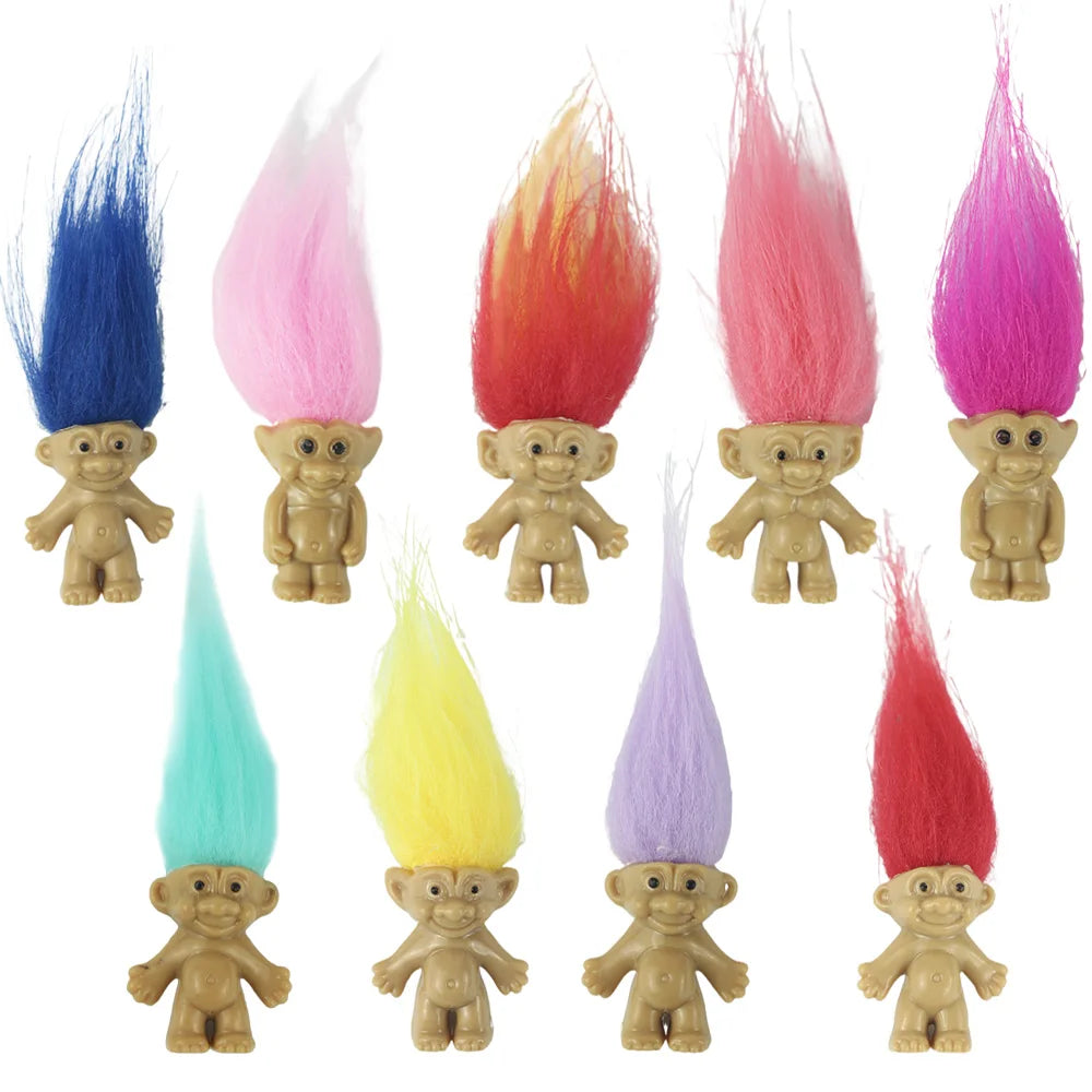 Wholesale Creative PVC Elf Toy Hot-Selling Trolls Doll with Colorful Short Hair  Toy  Promotion Toy for Children