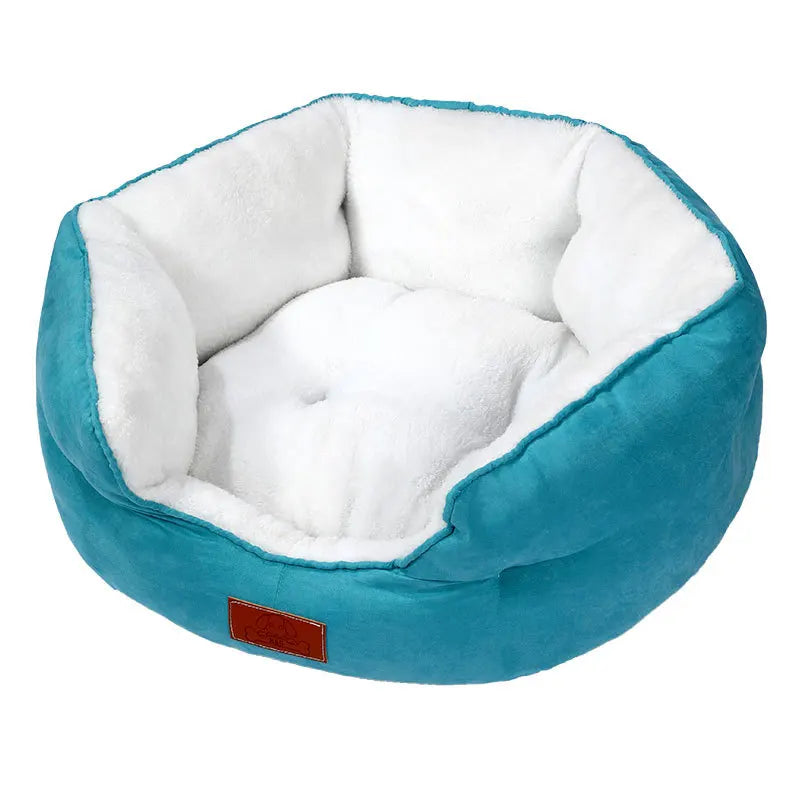 Luxury Corduroy Dog Bed with Comfortable Waterproof Plush Soft Washable Cat Bed with Removable Cushion Printed Pattern