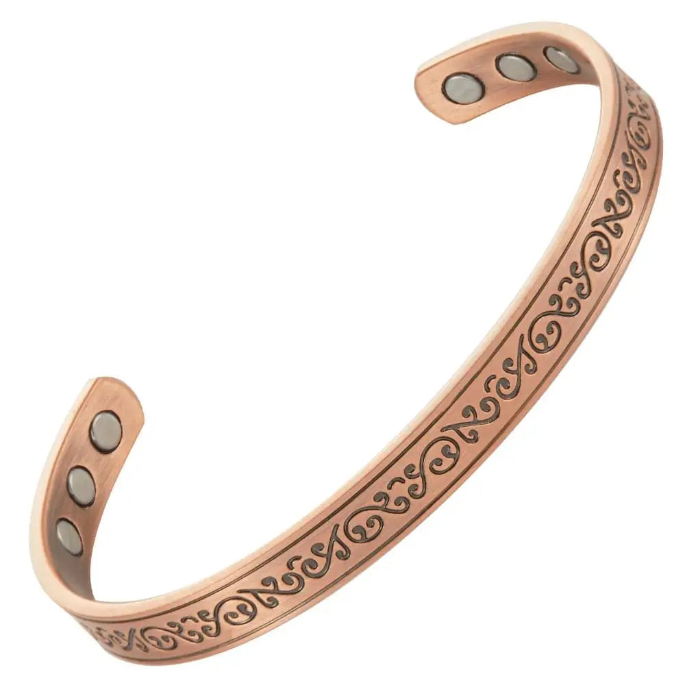 Hot Selling Customizable 99.99% Pure Bio Magnetic Therapy Copper Cuff Bracelets Fashion Magnetic Jewelry Set for Lovers
