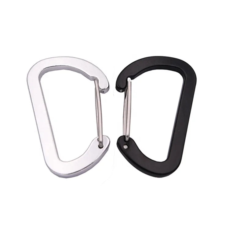 4cm 5cm 6cm 7cm 8cm D Shaped Steel Wire Gate Aluminum Carabiner Spring Clip Metal Snap Hook for Keychain Outdoor Camping