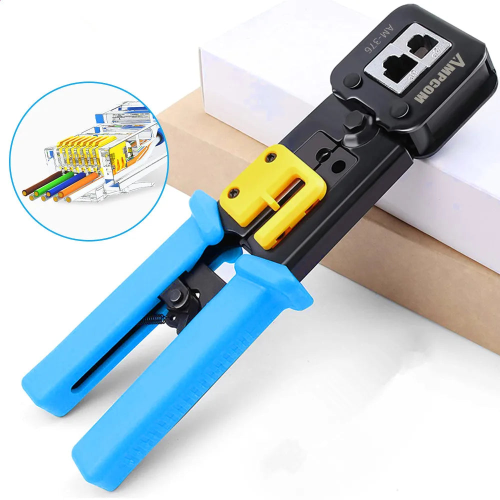Multifunctional Network Crystal Head Hole Pliers 6P 8P Punching Cutting Crimping Wire Stripping Tool Industrial Grade Metric 