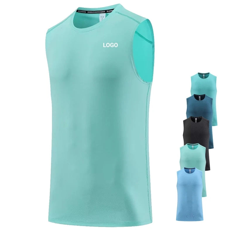Private Label Men's Active Vest Running Sleeveless Workout T-Shirt Gym Tank Top Singlet Quick-Dry Sports Training Vest