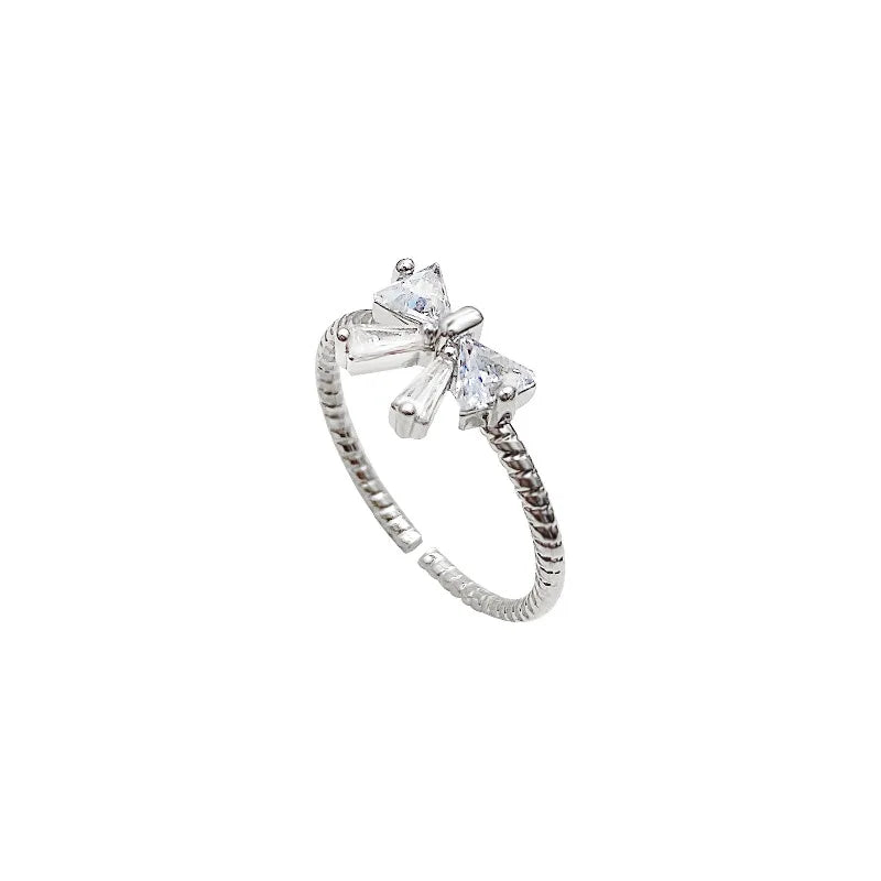 2025 Fashion Creative Jewelry Moissanite Rings Butterfly Rings Adjustable Micro-inset Bow Rings for Women